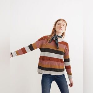 Madewell Patch Pocket Striped Pullover Crewneck Sweater | S